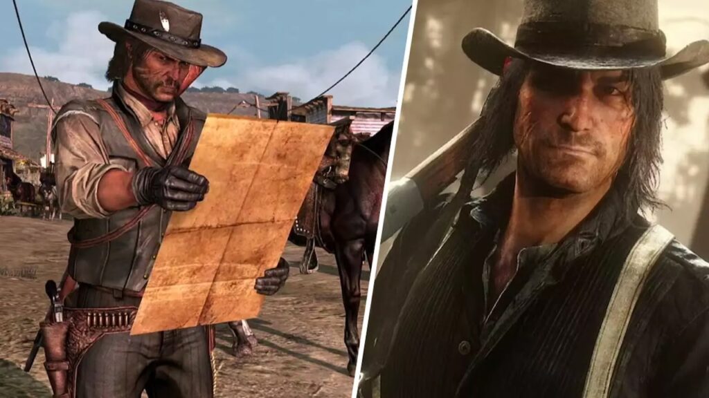 Il protagonista di Red Dead Redemption 2 con una mappa in mano