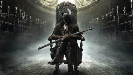 Il protagonista di Bloodborne seduto su una sedia