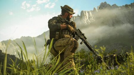 Call of Duty: Modern Warfare 3, la campagna sembra la più breve di sempre Il capitano Price di Call of Duty: Modrrn Warfare 3 sta inginocchiato in mezzo all'erba con montagne sullo sfondo.