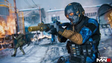 Un soldato di Call of Duty: Modern Warfare 3 che mira mentre cammina nella neve