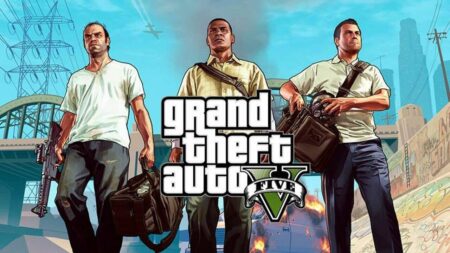 GTA 5 ha venduto 190 milioni di copie, l’intera serie ha raggiunto i 410 milioni di copie Il logo di GTA 5 con i tre protagonisti in primo piano