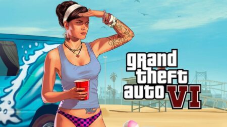 GTA 6, il sistema di “meteo next-gen” è stato rimosso da Rockstar Games, per un report Una donna che guarda l'orizzonte con in risalto il logo di GTA 6