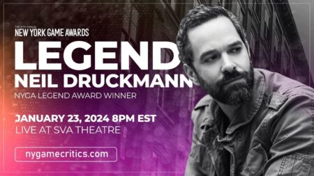Neil Druckmann con in risalto il loro del nyvgcc legend award