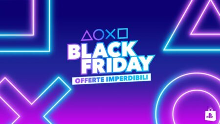 Il logo delle offerte PlayStation del Black Friday su uno sfondo viola