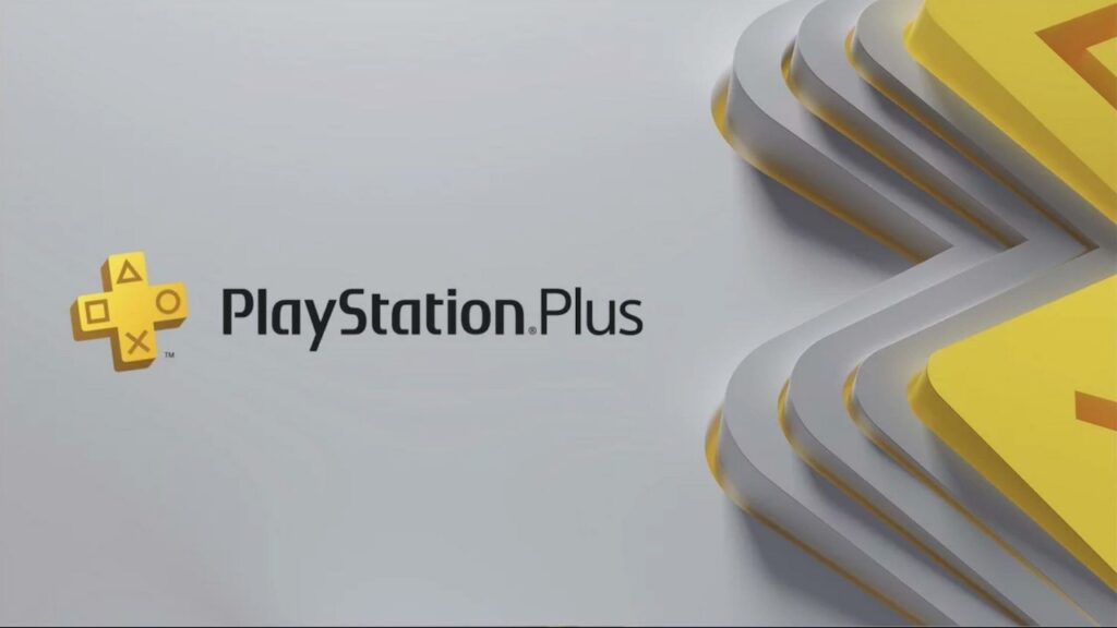 Il logo del PlayStation Plus su uno sfondo grigio