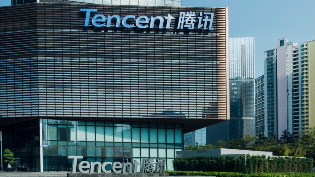 Vista dell'ingresso dell'edificio di Tencent