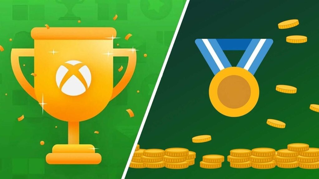 Il logo dell'App Rewards di Xbox con una coppa degli Obiettivi