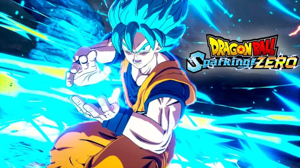 Goku di Dragon Ball Sparking Zero mentre lancia un'onda energetica