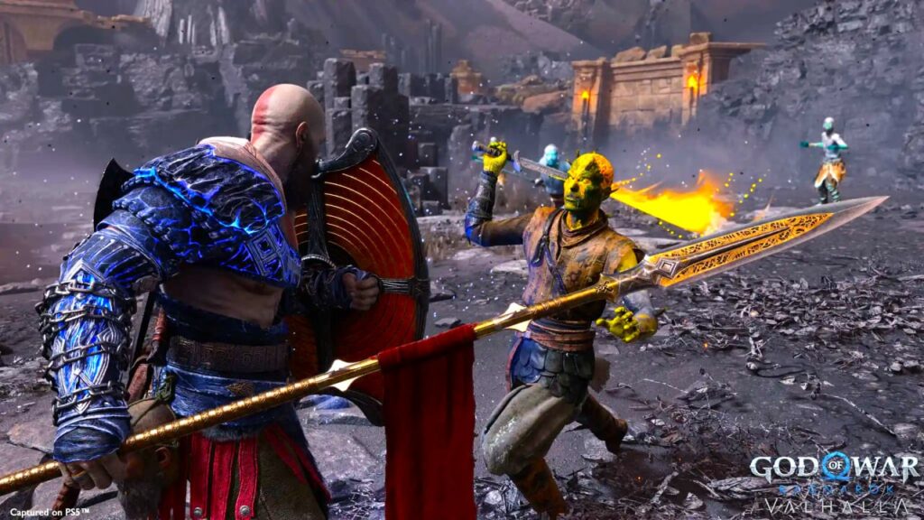 Kratos si scontra con un nemico in God of War Ragnarok: Valhalla
