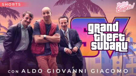 Aldo, Giovanni e Giacomo con il logo di GTA 6