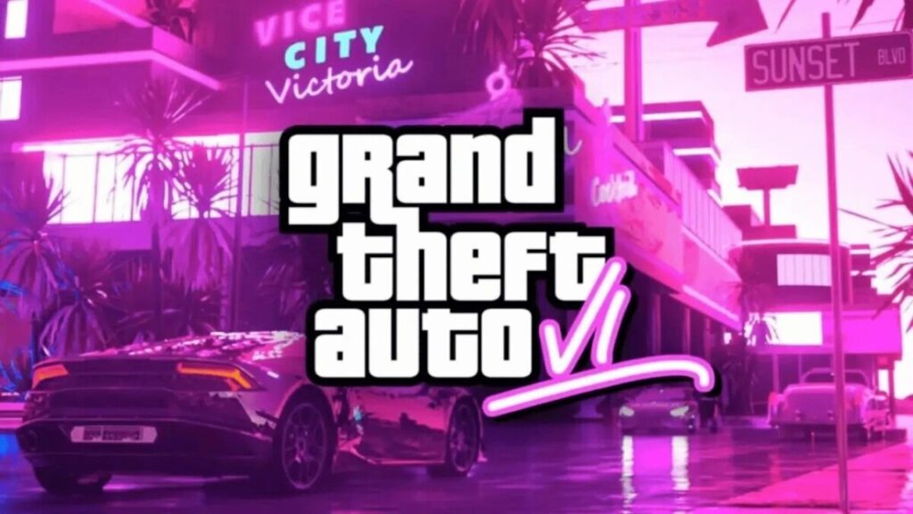 Il logo di GTA 6 con uno sfondo viola