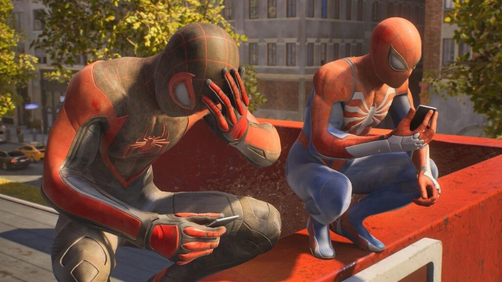 I protagonisti di Marvel's Spider-Man 2 dispiaciuti in primo piano