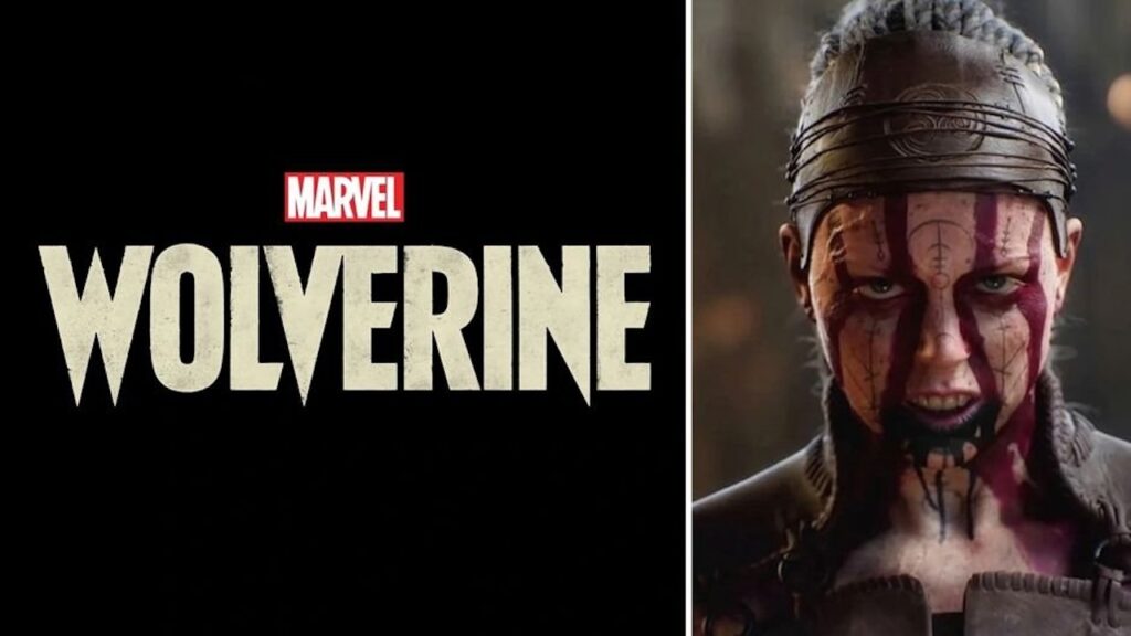 Il logo di Marvel's Wolverine con al fianco Senua di Hellblade 2