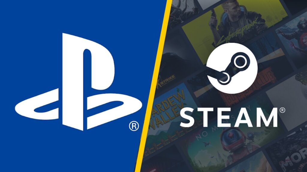 Il logo di PlayStation con a fianco quello di Steam