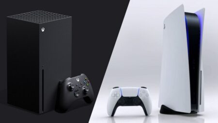 Una Xbox Series X con al fianco una PS5