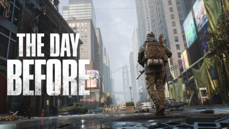 Il logo di The Day Before con un soldato di spalle