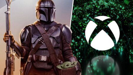 The Mandalorian con al fianco il logo Xbox