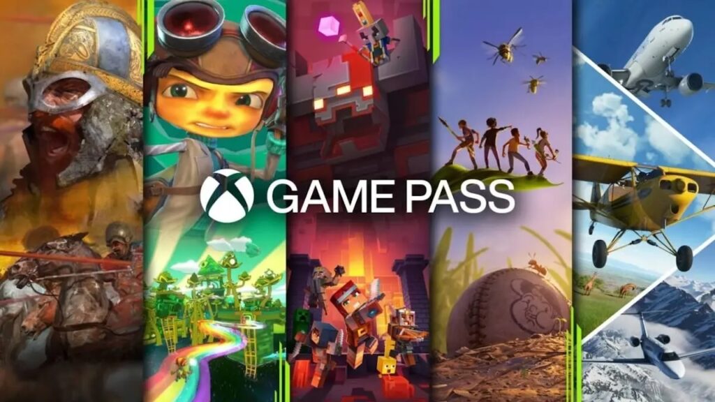 Il logo di Xbox Game Pass con dietro dei giochi