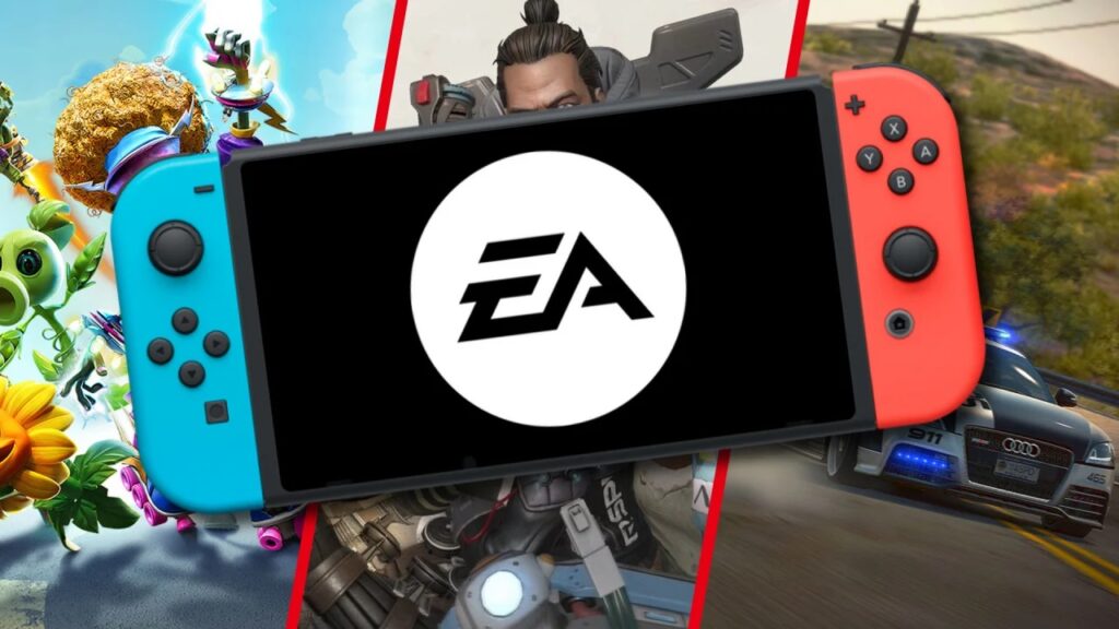 Una console Nintendo Switch con il logo di EA sullo schermo
