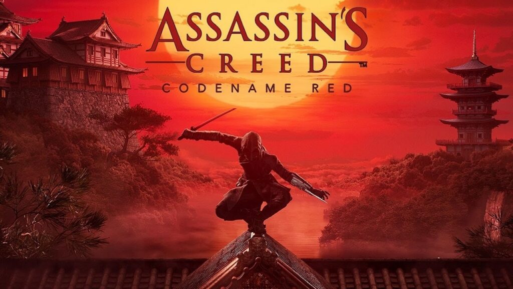Il protagonista di Assassin's Creed Red su un tetto con il logo del gioco in alto
