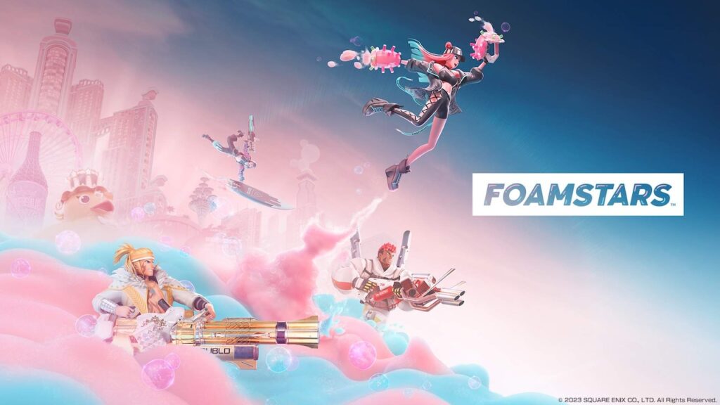 I personaggi iconici do Foamstars in primo piano su delle nuvole