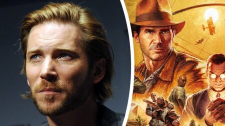 Indiana Jones di Indiana Jones e l'antico Cerchio con al fianco Troy Baker