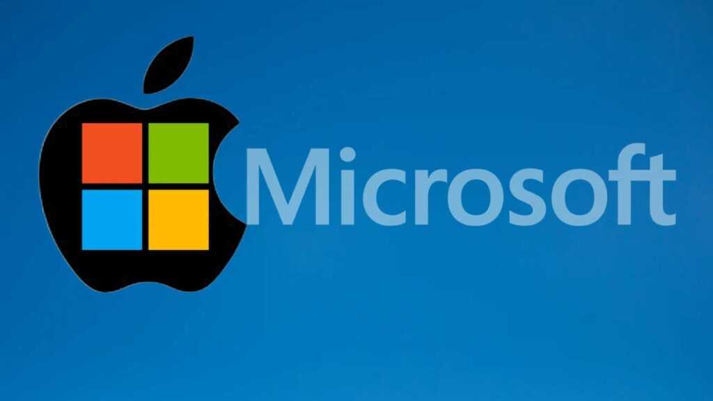 Il logo di Apple con dentro quello di Microsoft