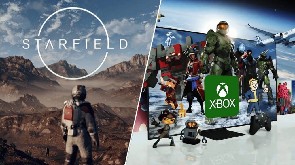 Il logo di Starfield con al fianco quello di Xbox