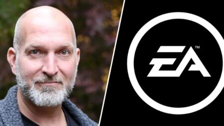 Marcus Lehto con al fianco il logo di EA