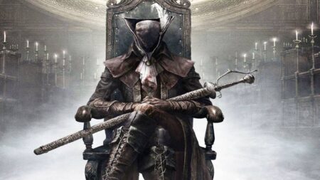 Il protagonista di Bloodborne seduto su una sedia