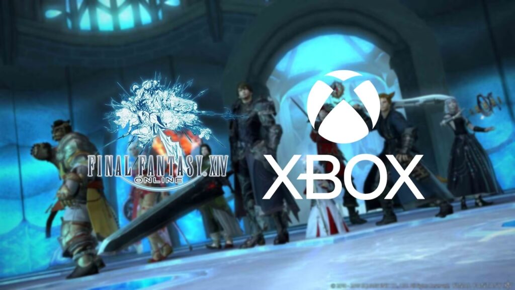 I personaggi di Final Fantasy 14 con il logo di Xbox in risalto