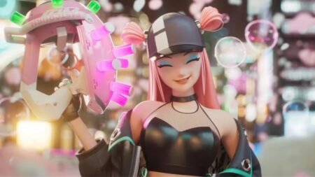 Una ragazza di Foamstars in primo piano