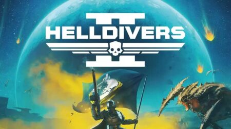 Il logo di Helldivers 2 con un soldato in primo piano