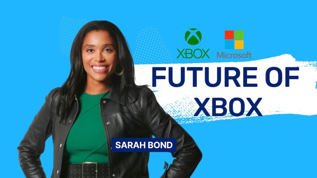 Sarah Bond con il logo il Futuro di Xbox
