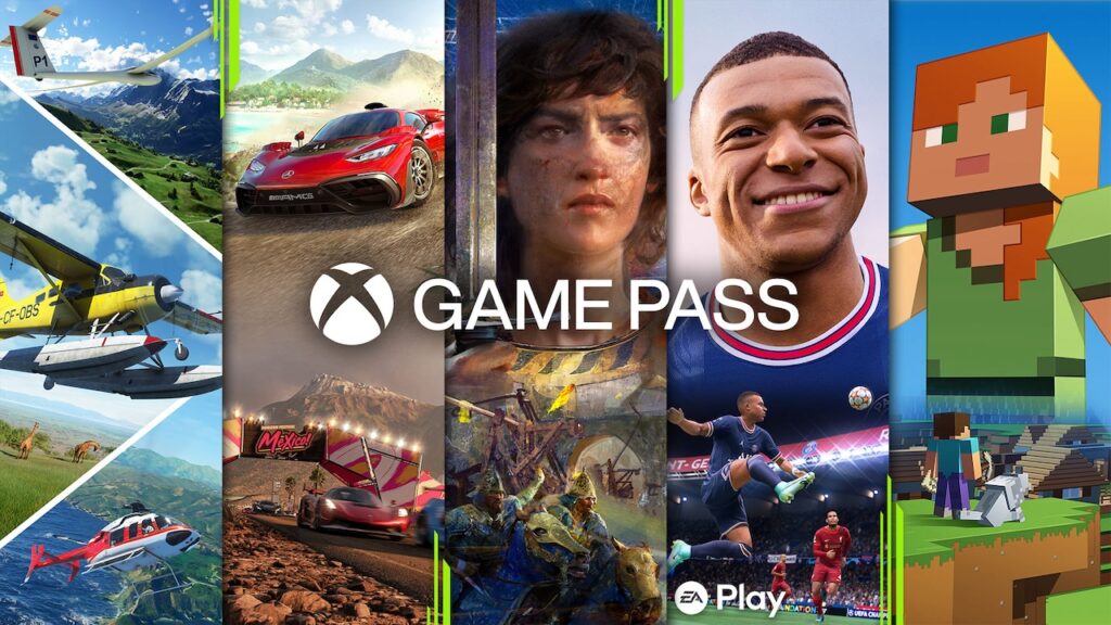 I personaggi di vari giochi con il logo Xbox Game Pass