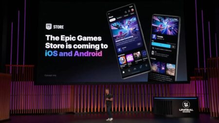 I due smartphone con il logo dell'Epic Games Store