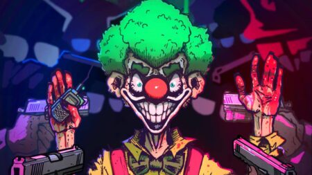 Maniac immagine di copertina con disegno di un clown circondato da pistole della polizia