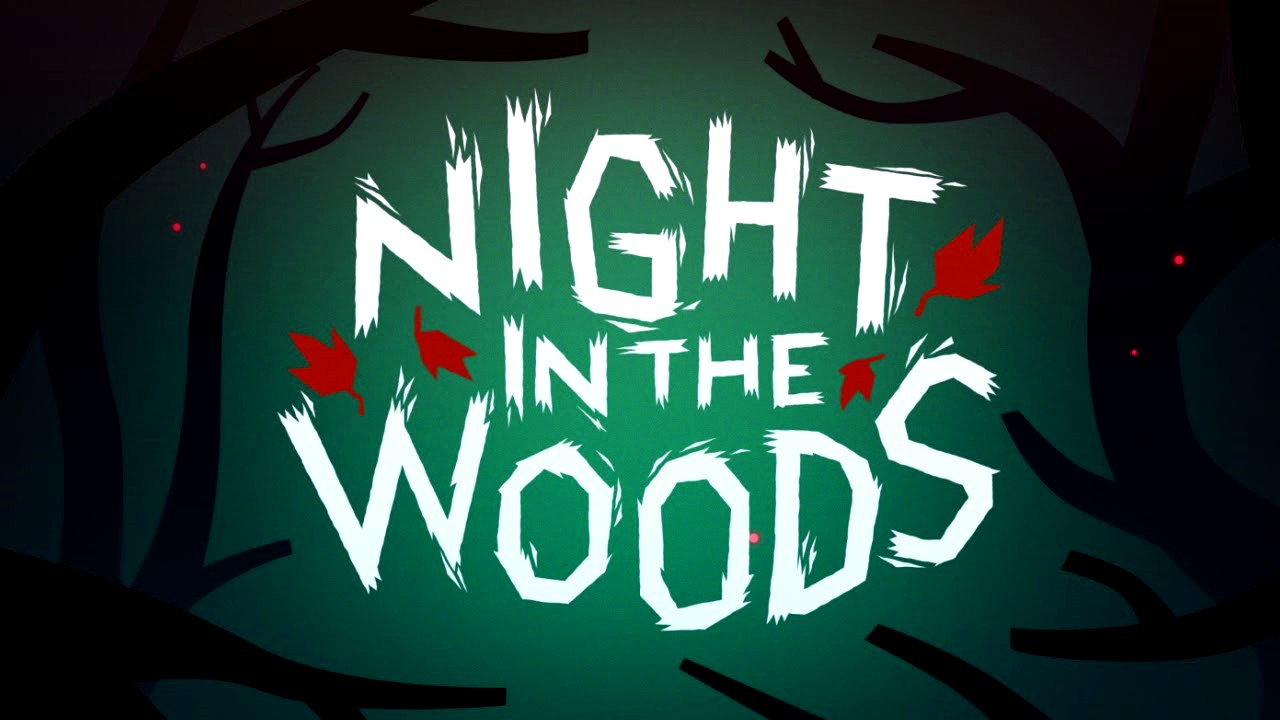 logo Night in the Woods nella foresta oscura