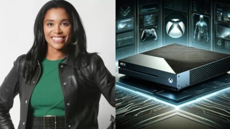 Sarah Bond con al fianco una Xbox Next-Gen