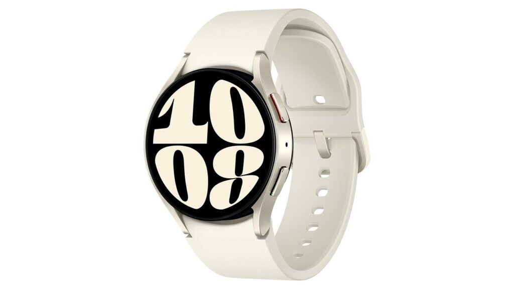 Smartwatch Samsung Galaxy Watch6 (LTE, 40mm) con ghiera in alluminio Gold e cinturino Sport Band Cream
