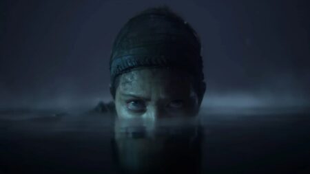 Senua di Senua's Saga: Hellblade 2 immersa nell'acqua