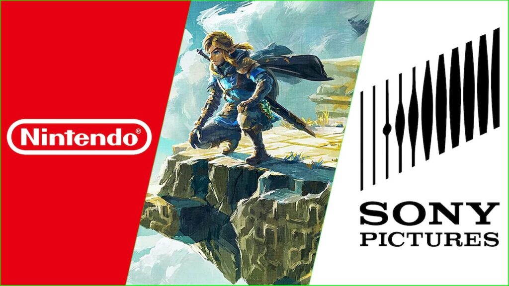 Zelda con al fianco il logo di Nintendo e Sony