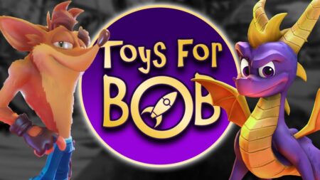 Il logo di Toys for Bob con Crash Bandicoot e Spyro