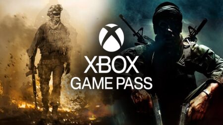 Il logo di xbox Game Pass con dietro i soldati di Call of Duty