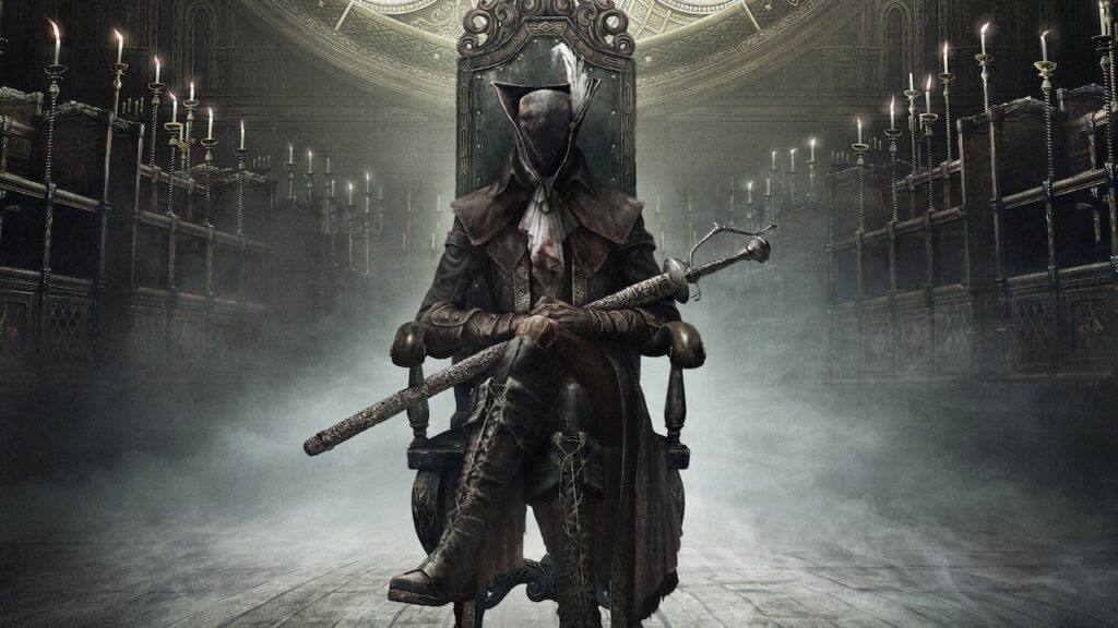 Lady Maria di Bloodborne seduta su una sedia