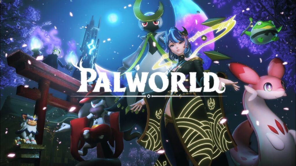 Il logo di Palworld con alcuni personaggi