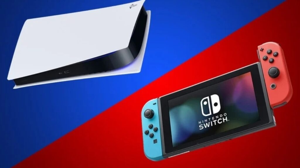 Una PS5 con al fianco una Nintendo Switch