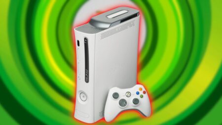 Una Xbox 360 con uno sfondo verde