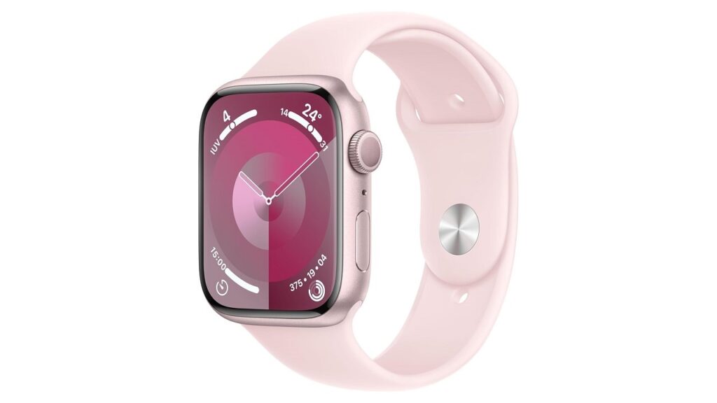 Apple Watch Series 9 (GPS, 45mm) con Cassa in Alluminio Rosa e Cinturino Sport Rosa Confetto