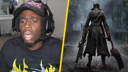 Kai Cenat con al fianco il cacciatore di Bloodborne